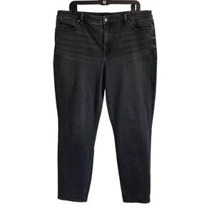 Talbots Women’s Plus 18 Long Classic Black Washed Denim Slim Ankle Jeans in EUC